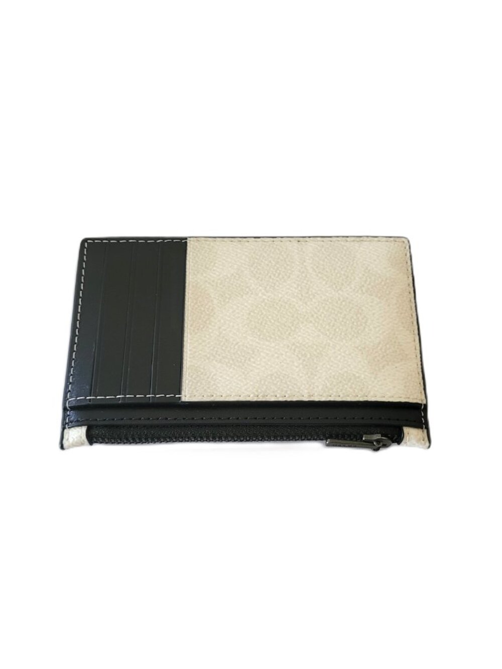 Coach CV764 Zip Card Case Signature Mini Wallet Chalk Black - Picture 3 of 6
